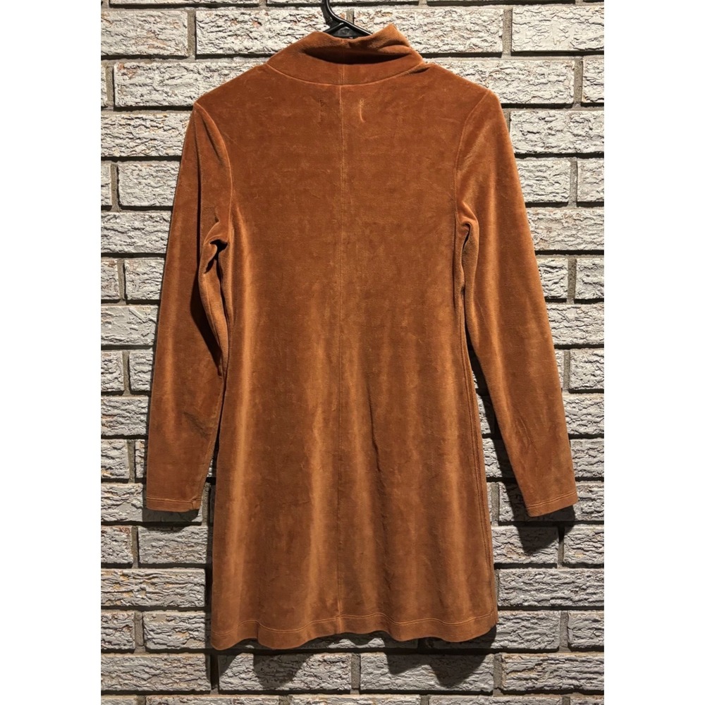 Everlane Rust Brown Velour Turtleneck Long Sleeve Mini Dress Small - Picture 2 of 7